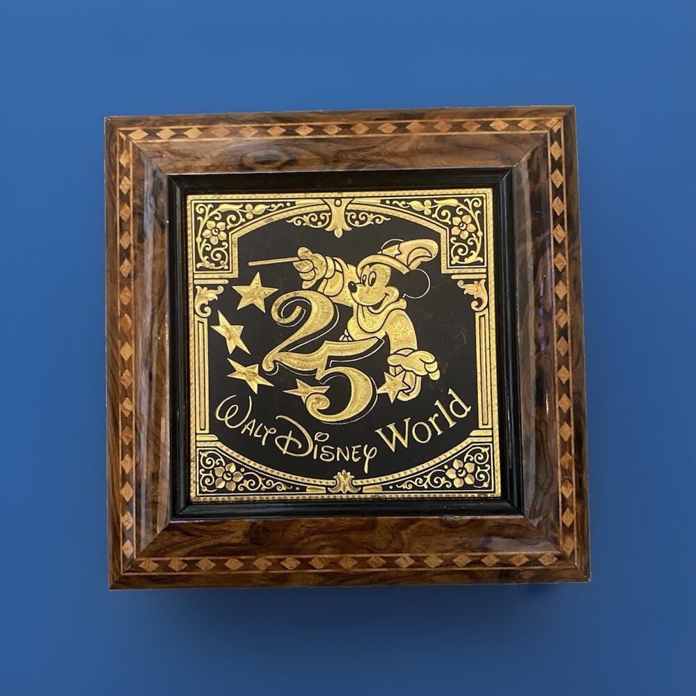 Mickey Mouse 25th anniversary Walt Disney World Music Box 4.5"sq. x 2.25"h